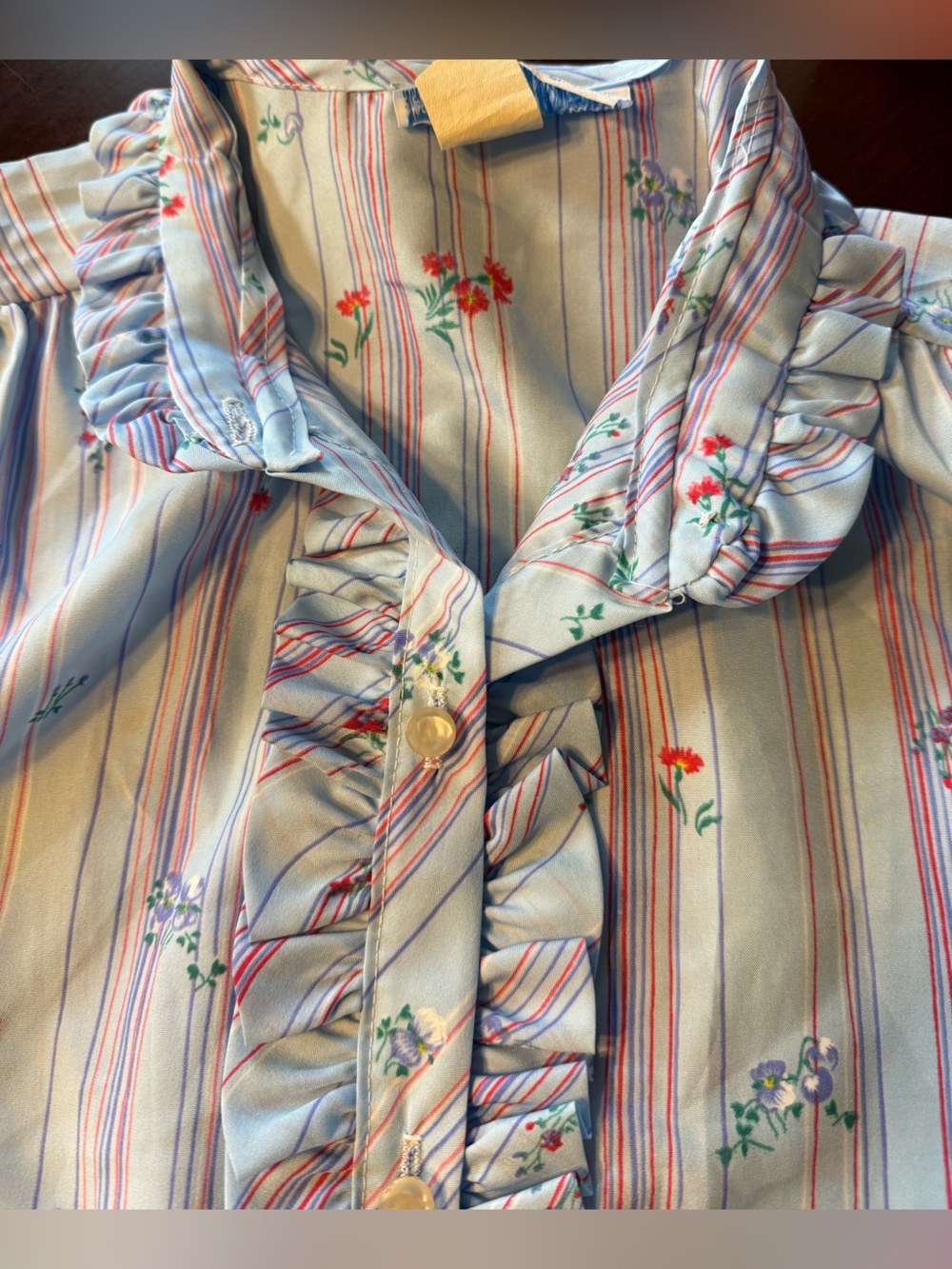 Striped Floral Ruffle Blouse - Picture 7 of 7